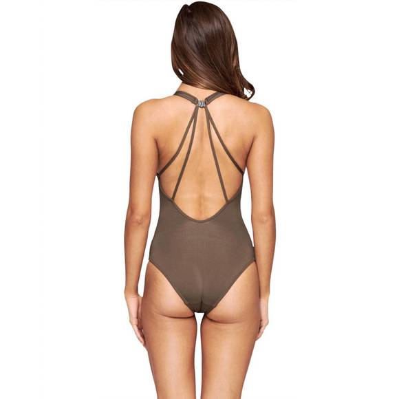 NEW JETS BY JESSIKA ALLEN high neck one piece swimsuit in cognac - Picture 2 of 2